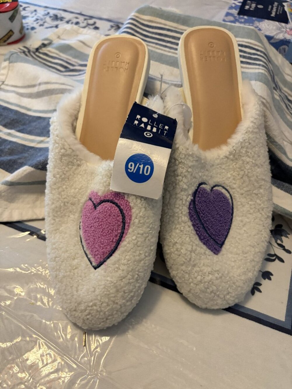 ROLLER RABBIT x TARGET - Disco Hearts Wave Fuzzy House Slipper size 9 / 10